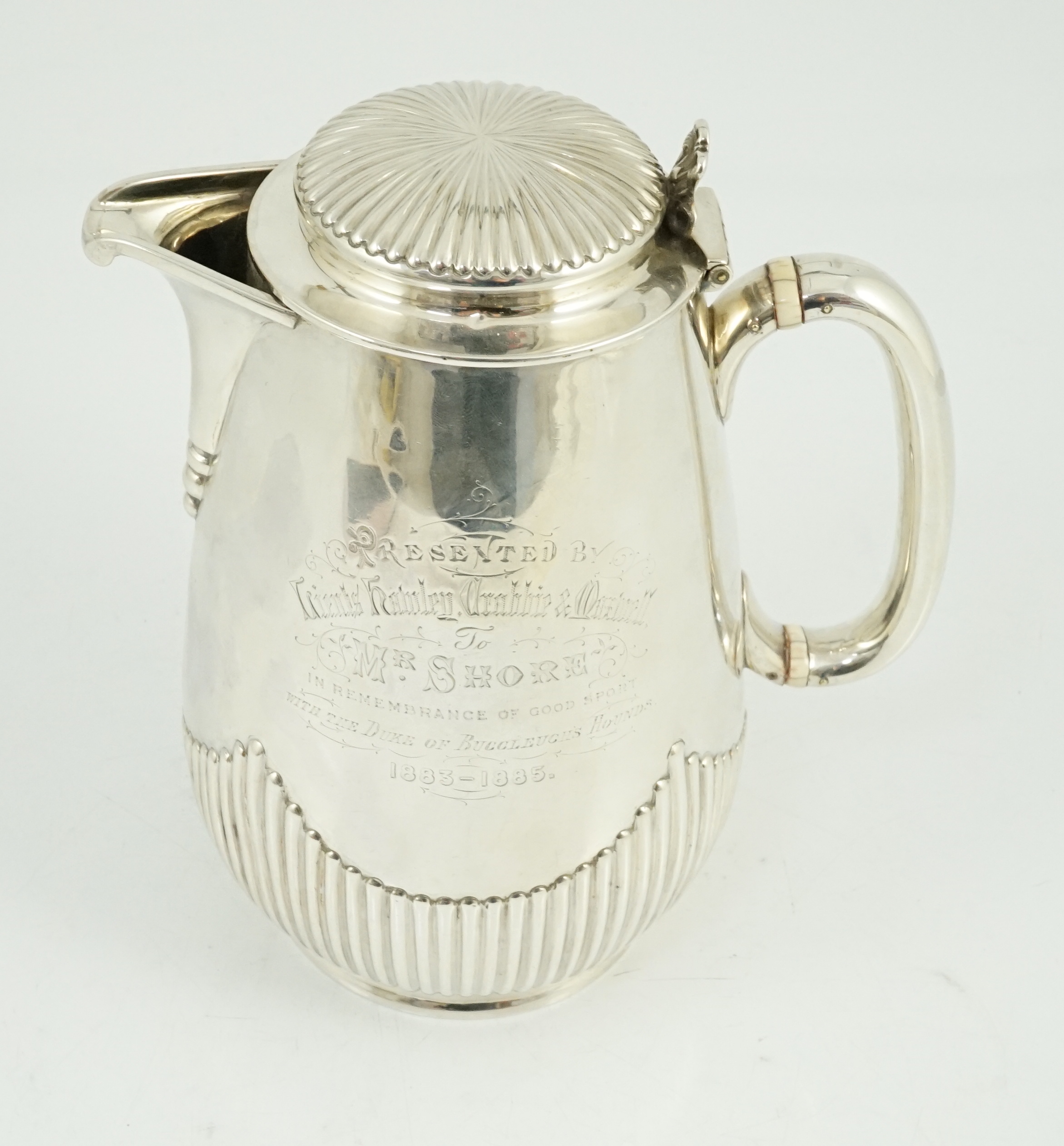 The Royal Scots Greys. A Victorian Scottish silver hotwater pot, Hamilton & Inches, Edinburgh, 1882
